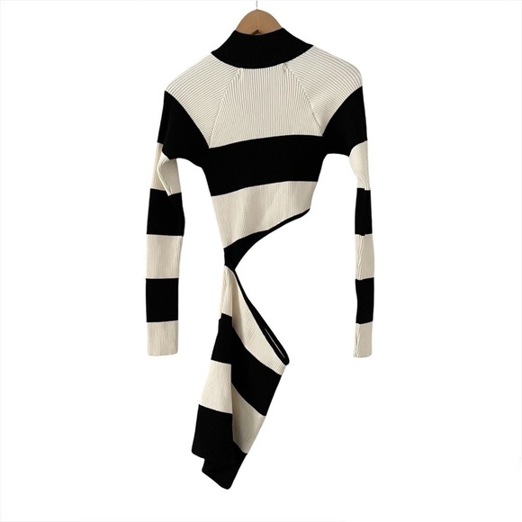 Filles A Papa Peggy Striped Cut Out Rib Knit Mini Dress - Picture 6 of 11
